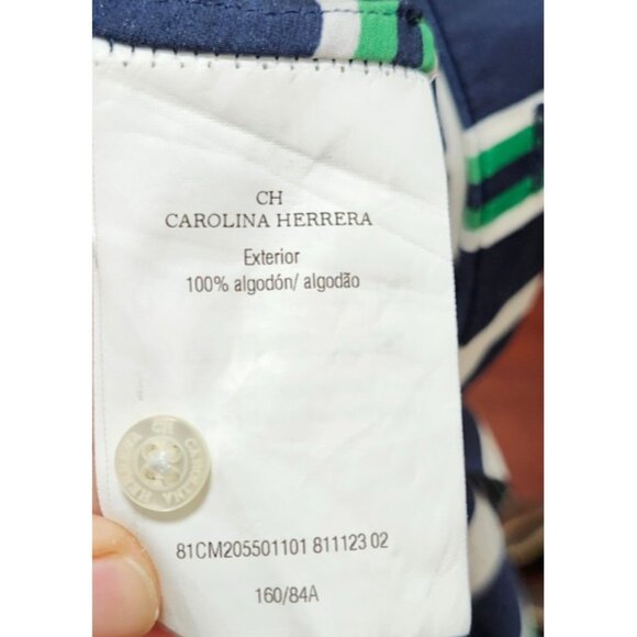 Carolina Herrera Striped Cotton Belted Shirt Dress Top 2 Multicolor Button Down - Picture 9 of 15